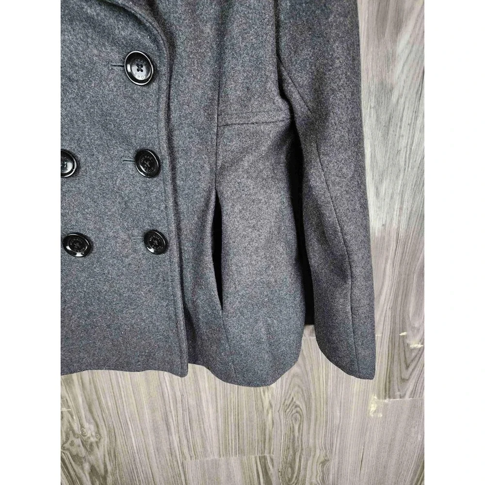Michael Kors‎ Womens Charcoal Gray Wool Blend Double Breasted Pea Coat Small